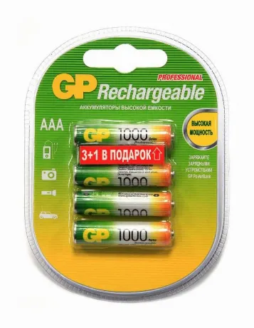 Аккумулятор GP 100AAAHC3/1 AAA NiMH 1000mAh (4шт)  (промо:3+1)
